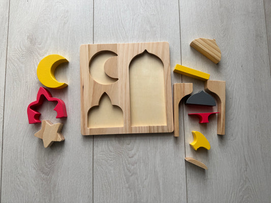 Minaret & Moon Montessori Wooden Shape Puzzle