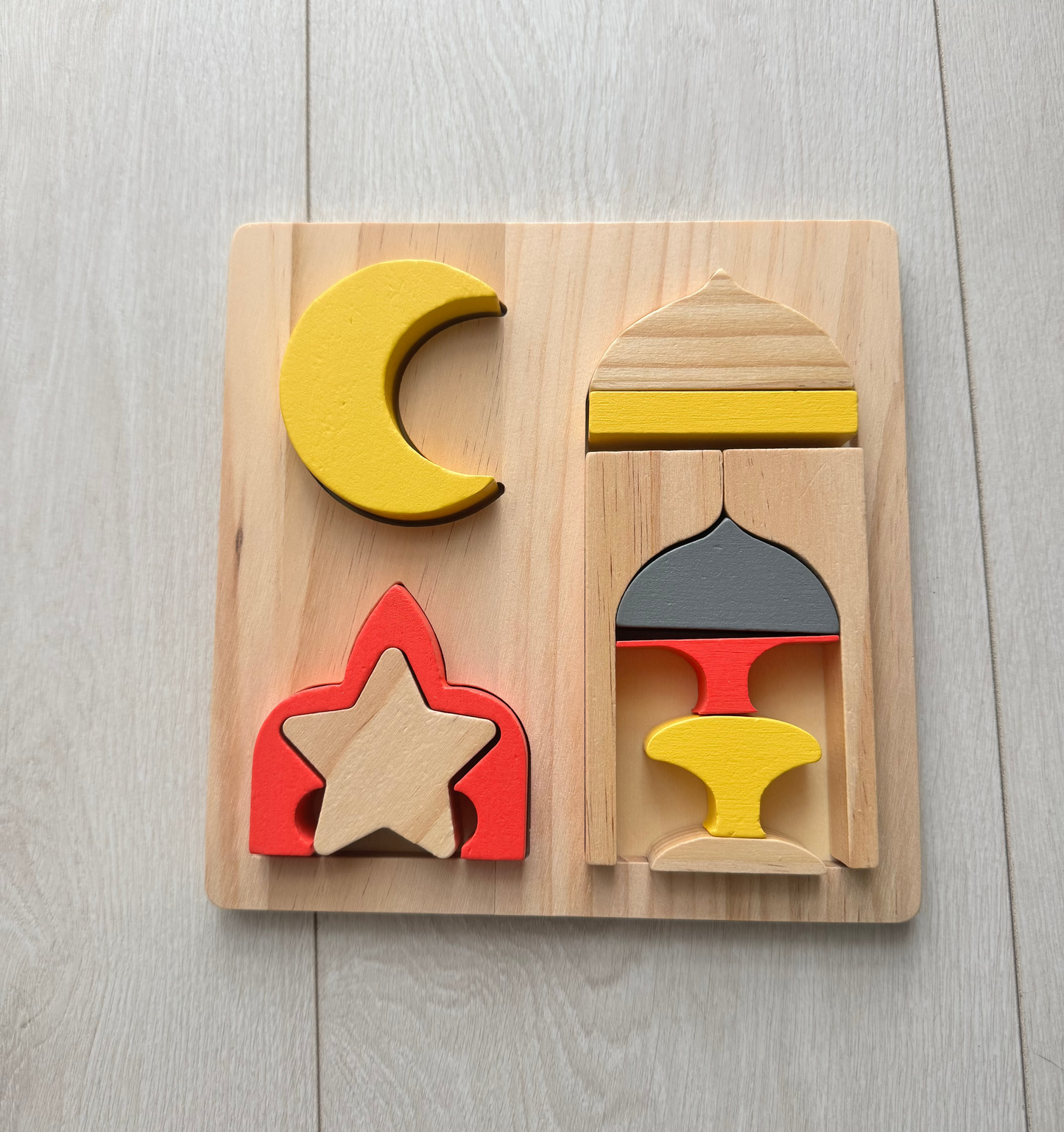 Minaret & Moon Montessori Wooden Shape Puzzle