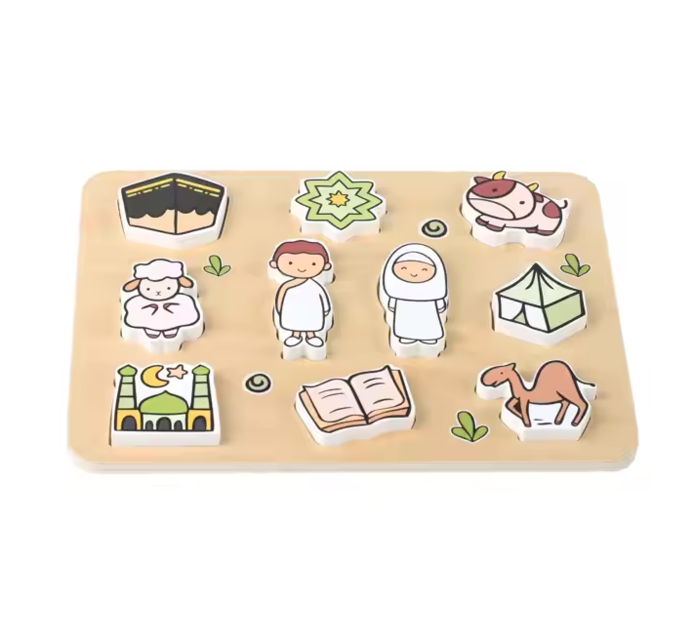 Hajj & Eid Wooden Shape Puzzle – Early Learning Toy