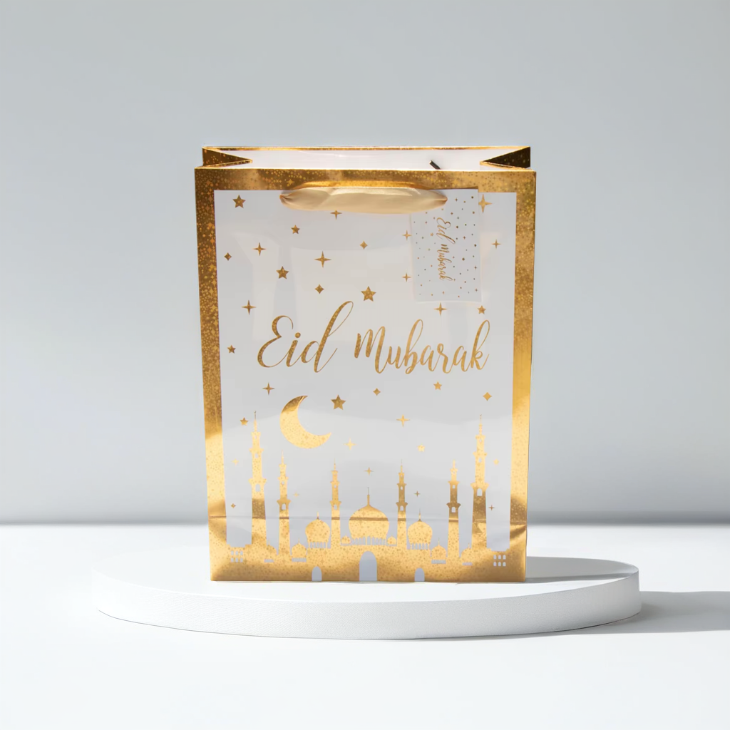 White and Gold Holographic Eid Gift Bag