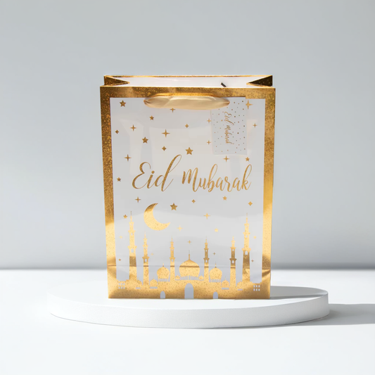 White and Gold Holographic Eid Gift Bag